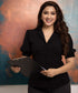 Blazer Inspired Puff Sleeve Black Top